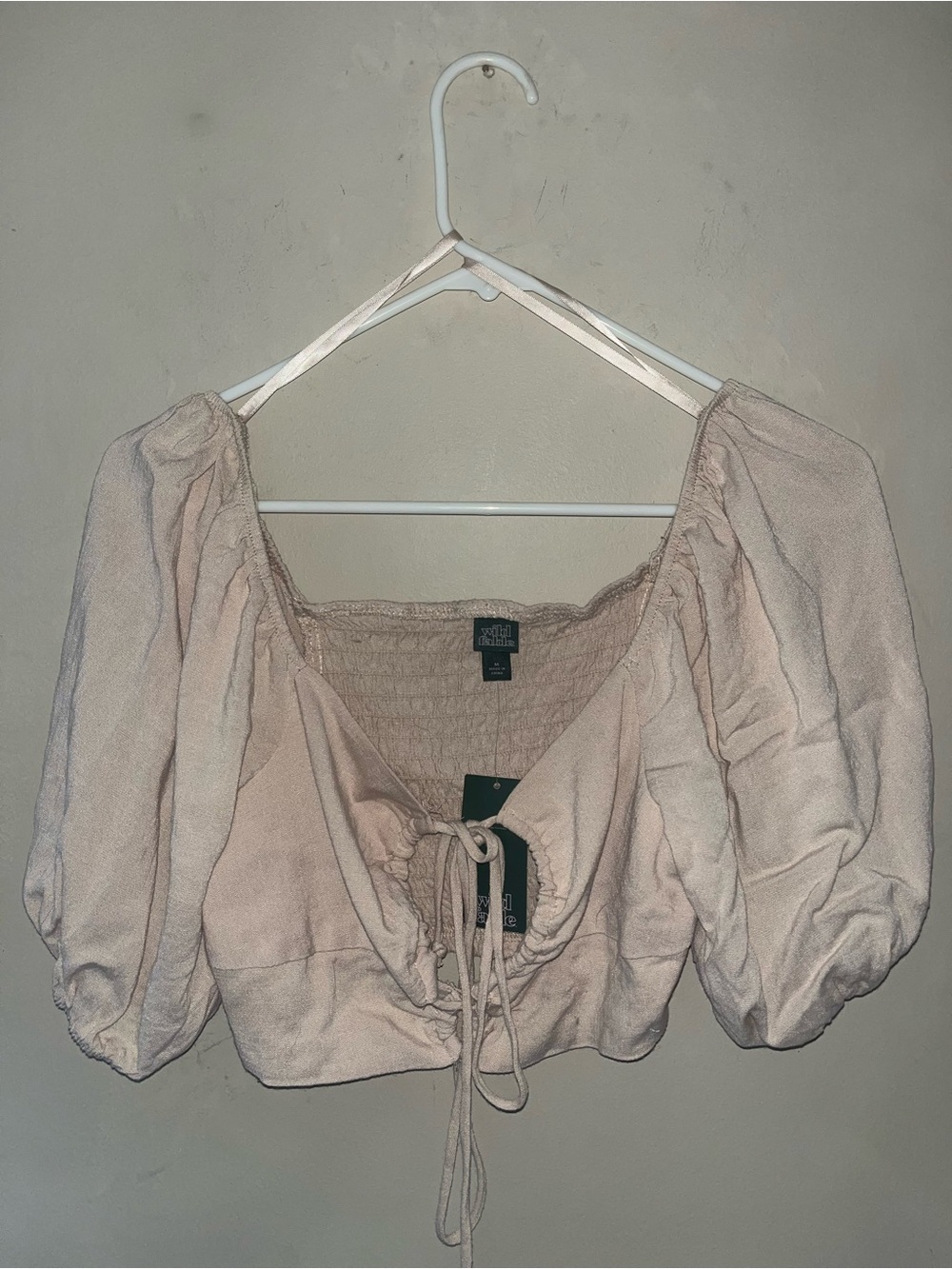 NWT! Wild Fable  Blush Pink Puff Sleeve Crop Top